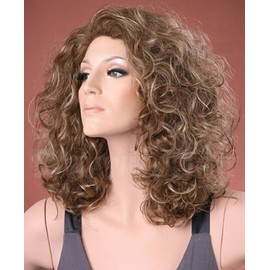 Forever Young UK Ladies Long Bouncy Curls Ash Brown with Blonde Curly Fashion Wig