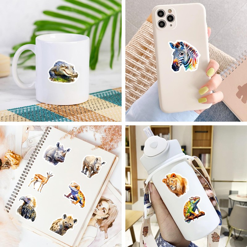 Mistree 50 Africa Animals Stickers, Animals, Realistic, Jungle Stickers, Waterproof,