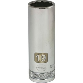 Tools 1/2" Drive 12 Point Metric, 19mm Deep Length, Chrome Socket, Mfr: D015719-A