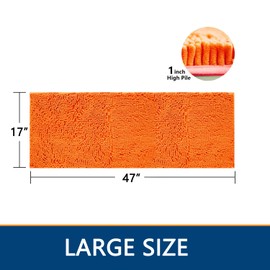 BOANKODU Bathroom Rugs 47x17, Extra Soft Absorbent Chenille Bath Rugs, PVC Backing Quick Dry, Machine Washable Bath Mats for Bathroom Floor, Tub and Shower, Home Decor Accessories,，Orange