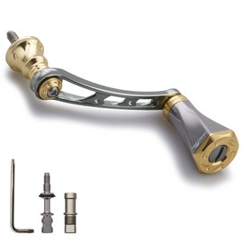 HEIGHTEN 2.2 inches (56 mm) Reel Handle with 0.9 inch (23 mm) Knob, Shimano Daiwa Universal Spinning Reel, Tornado Series (Gunmetal/Gold) (411)