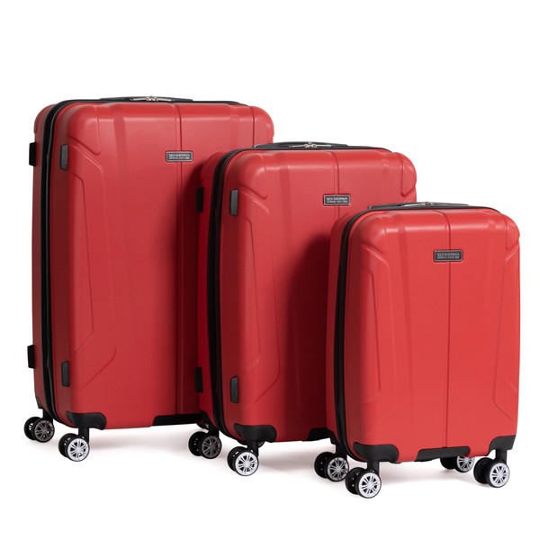 Ben Sherman Derby Spinner Travel Upright Luggage, Lipstick Red, 3-Piece