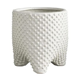 47th & Main Textured Dots Ceramic Tripod Footed Home Decor Pot Planter for Succulents and Flowers, 5" Diameter, White