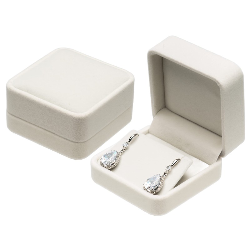 Giftop Velvet Earring Gift Boxes Jewelry Box (White)