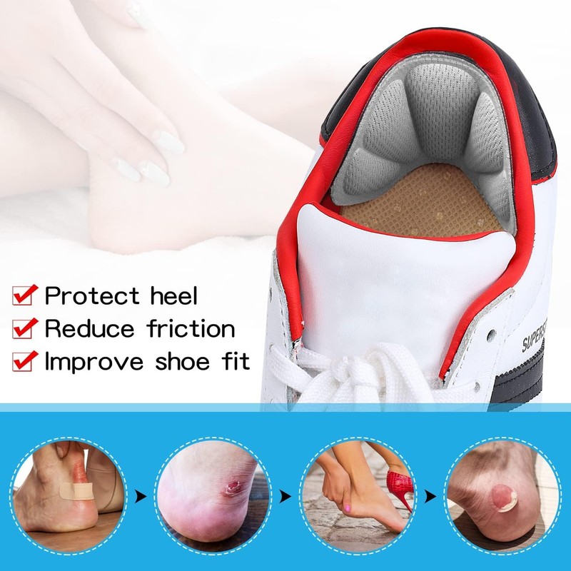 Huethy Back of Heel Cushion Pads, Adhesive Heel Grips Inserts