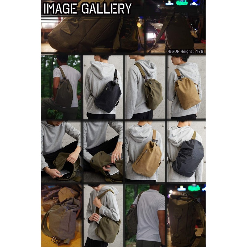 KIRIRU Men’s Wide Opening, Rugged x Canvas, One Shoulder Bag,