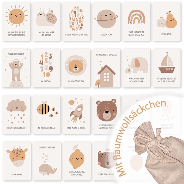 HappyArts® Affirmation Cards for Children, DIN A6, Courage Maker, 24