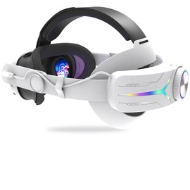 RGB Head Strap for Oculus Quest 3, MTomatoVR Replacement Strap Built-in 8000mAh, Enhance 5-7 Hours Gaming Time, Comfort Support VR Accessaries Compatible with Meta Quest 3, White
