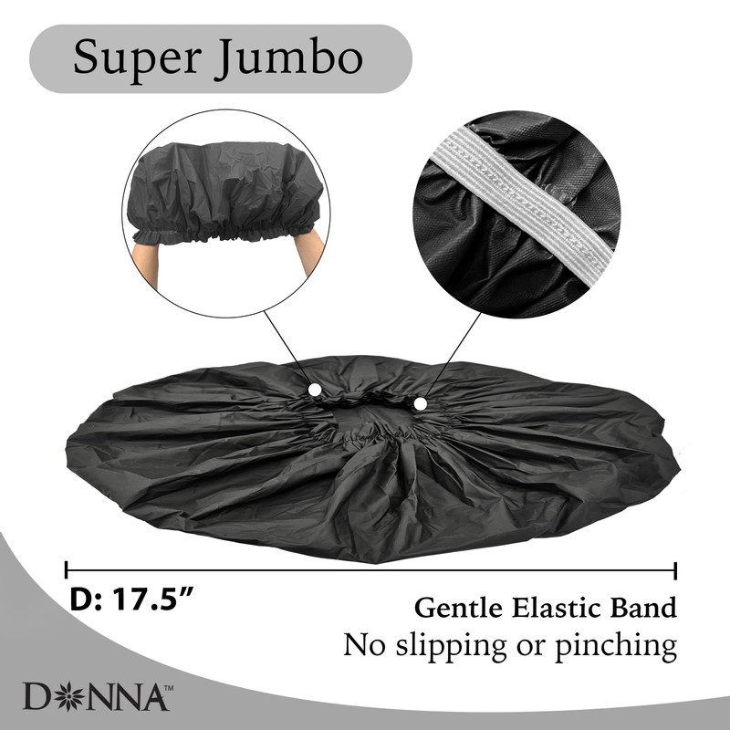 DONNA Super Jumbo Shower Cap – Comfortable Elastic Band, 100%