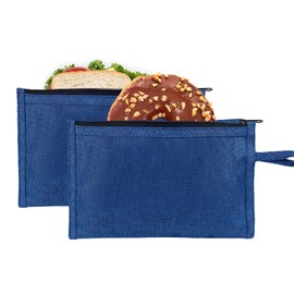 Moyad Reusable Snack Bag 2 Pack, Small Insulated Snack Bags, Portable Lunch Cool Food Storage Zipper Pouch Tote Bag for Men Women Adults, Water-Resistant Lunchbag BPA Free(Blue, S)