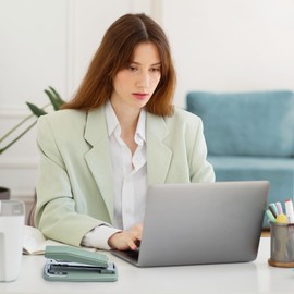 M&G Desktop Stapler Swing-Arm Stapler with 50 Sheet Capacity, 360 Rotation Design, Swivel Stapler with 1000 Staples for Booklet Binding, Durable Staplers for Office School Home (Green)