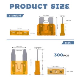 UNLRAE Fuse Kit,Car Accessories Auto Fuses,90 Standard & 108 Mini & 108 Low Profile Car Fuses Assortment Kit with Circuit Tester and Puller,Automotive Replacement,Fits Most Cars,SUV,Trailer (300PCS)