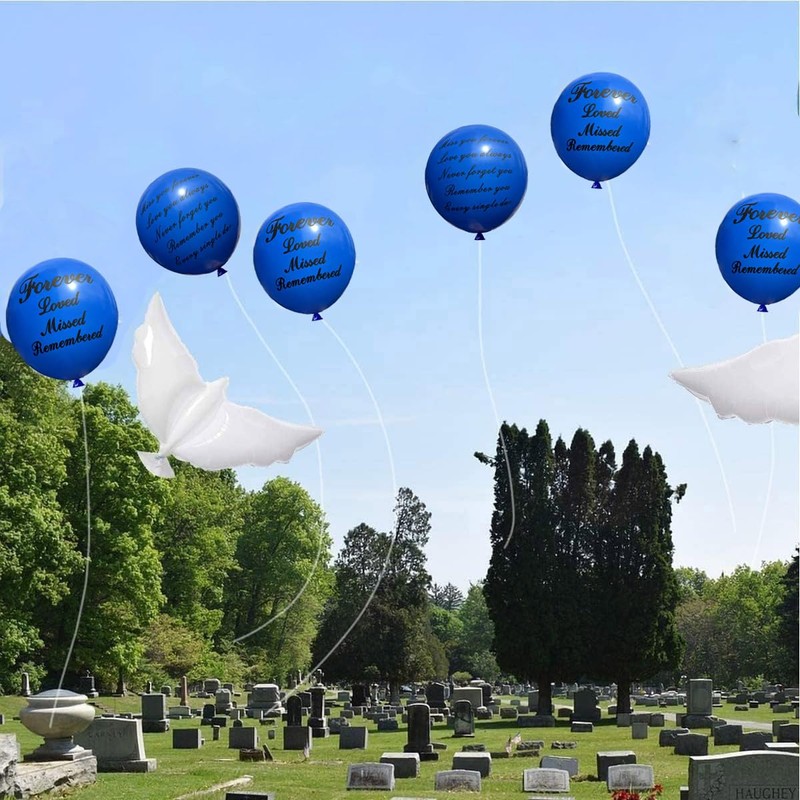 26 Pieces Blue Memorial Funeral Remembrance Balloons and 41.3 Inch