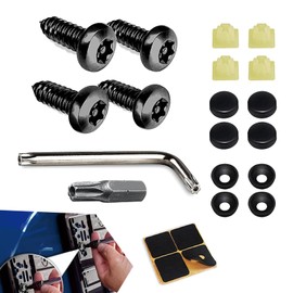 Jewkot 4 PCS Car Anti Theft Licence Plate Screws Combo Set, SS Rustproof Torx Security Tamper Resistant Tapping License Plate Bolts Fasteners, Safety Accessories, Suitable for Most Cars (Black)