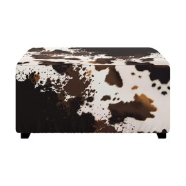 Cowhide Ottoman Slipcovers Rectangle,Footrest Stool Covers Rectangle Footrest Stool Covers Breathable Foot Stool Cover Protector with Elastic Bottom