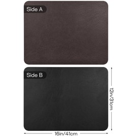 APLKER Faux Leather Placemats Set of 6 Table Mats Heat Resistant Christmas Place Mats, Waterproof Wipeable Dining Table Placemats for Home Party Outdoor (Brown/Black, 6)