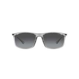 Emporio Armani Men's EA4171U Universal Fit Rectangular Sunglasses, Shiny Transparent Grey/Gradient Grey, 57 mm