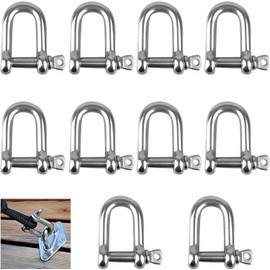 Shackle D Shape, 304 Stainless Steel D-Ring Shackle, D Shackle, Stainless Steel M6 Stainless Steel Shackle, D Shackle, D Ring Shackle, Straight, for Rigging Steel Rope Cords Chains Shackles, Pack of