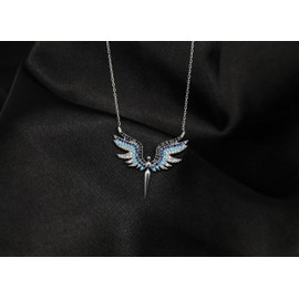 HOILY'S Women's Luminous Angel Necklace with Zircon in 925 Sterling Silver, Sterling Silver, Cubic Zirconia