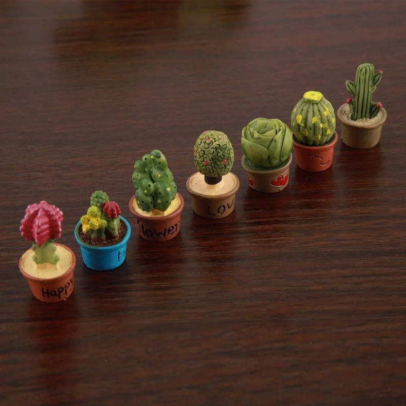 L 7pcs Pequeño Cactus Miniatura Suculentas Plantas Decora Z