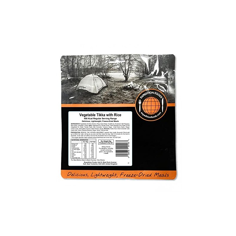 Expedition Foods Vegetable Tikka with Rice | Freeze-Dried Camping &