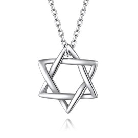 Suplight 925 Sterling Silver Star of David Necklace for Women Girls Simple Magen Daivd Pendant Jewish Jewelry