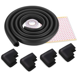 InnoBeta 2 Meters U-Shaped Edge Guards and 4 Corner Guards Soft Foam Child Safety Glass Table Furniture Corner Bumper Protector for Baby Kids (Black)