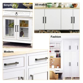 BOZONLI Pack of 2 Furniture Handles, Brushed Stainless Steel, Cabinet Handles, Drawer Handles, Kitchen Cupboard, Door Handle, Hole Spacing, 288 mm, Black