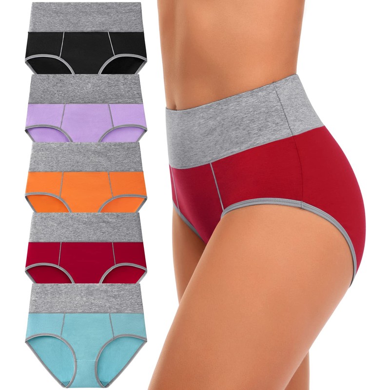 CULAYII High Waisted Underwear for Women Cotton Briefs Full Coverage