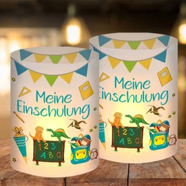 12 Lanterns, Table Decoration for School Boy, My First School Table Decoration, Lantern Table Decoration, First Day of School, Blue, Dinosaur My First Day of School Decoration, Boy, Suitable for Tea