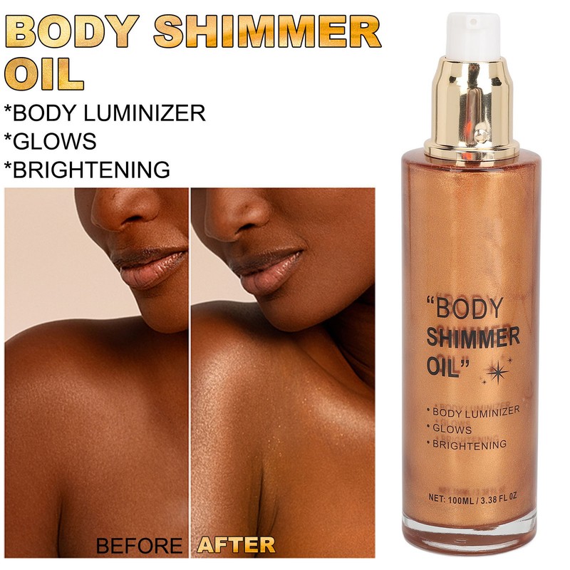100ml Body Highlighter Oil Long Lasting Face Glitter Illuminator Shimmering