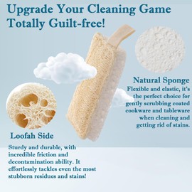 Natural Loofah Sponge for Dishes 100% Organic Kitchen Sponges Non-Scratch Kitchen Scrubbing Pads Biodegradable Sustainable & Highly Absorbent Dual-Sided Design for Tough Grime & Delicate Surfaces