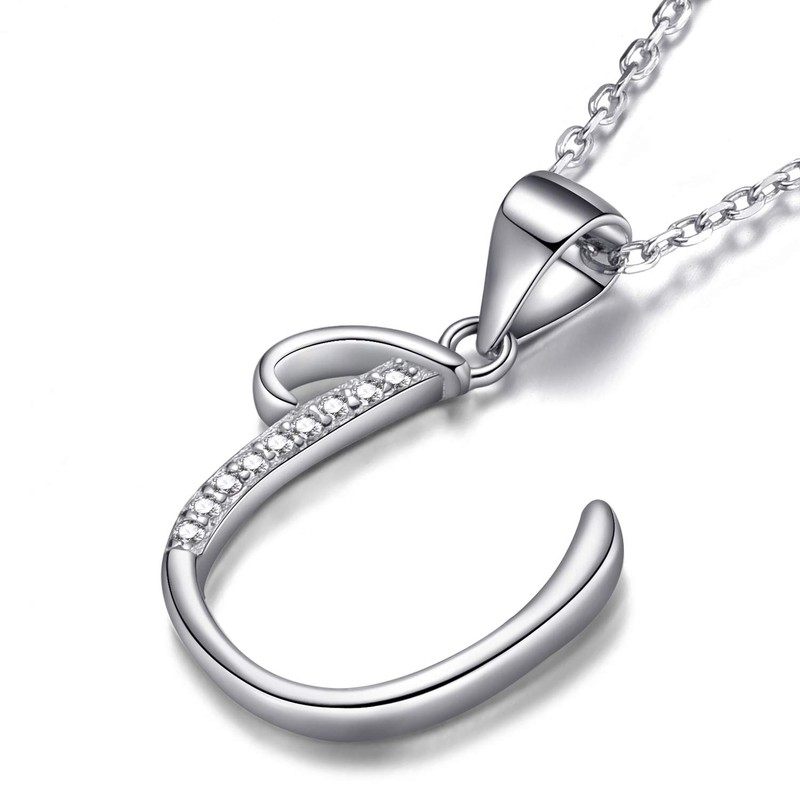 Morella Damen Halskette Silber mit Buchstabe U Anhänger 925 Silber