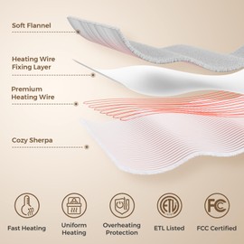 Electric Heated Blanket Queen Size 84" x 90" | 6 Heating Levels & 8h Auto Timer | Full Body Fast Heating and Ultra Soft Flannel, Machine Washable Bed Sofa Home Office Use, Light Grey