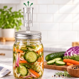 Mason Jar Fermentation Lid with Airlock – Reusable Pickling Accessory for Homemade Sauerkraut, Kimchi and Fermented Vegetables