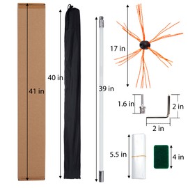 Domenow 41 Feet Chimney Sweep Kit, Chimney Brush, Chimney Cleaner, Chimney Cleaning Kit with 12 Nylon Flexible Rods, Double Brush Head, Chimney Brush Kit Driven by Drill for Sweeping Fireplace