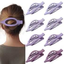 8 Pack Purple Flat Hair Clips – Cute Matte French Purple Claw Clips for Girls & Teens, No-Slip Hair Accessories for Daily Use, Fun Kawaii Soft Girl Aesthetic