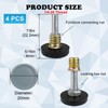 1/4" Thread Leveling Feet PTFE(Teflon) Bottom(20mm Base), Adjustable Furniture Feet