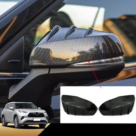 CHICHENKJ for Toyota Highlander 2020 2021 2022 2023 Side Rearview Mirror Cover, Add-on Side Mirror Cap, Carbon Fiber Pattern Auto Exterior Highlander Accessories 2PCS