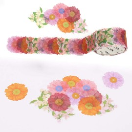 LIOOBO Flower Petal Washi Tape,Daisy Masking Tape Decorative Decals - DIY Petal Stickers for Scrapbooks/Valentines Day Cards/Diary/Traveler Notebook/Laptops/Luggage/Cars/Bikes