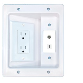 RiteAV Coax USBC Recessed Wall Plate Cable Concealer Management Kit with Power Outlet Hides Cords and Cables