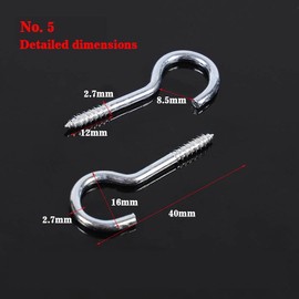 Thapncow Screw Hooks, Stainless Steel Pack of 50, Ceiling Hooks, Hook Screws with Thread, Mini Screw-in Hooks for Hammocks, Screw-in Hooks for Outdoor Use (2 Sizes)