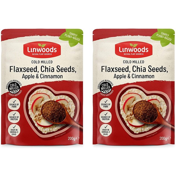 Linwoods Milled Flax, Chia Seed, Apple and Cinnamon 200 g (Pack of 2)