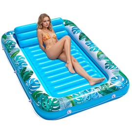 JAMBO Tanning Pool Lounger Float, 70 x 47 Inflatable Sun Tanning Pool Float, Water Lounge Raft, Pool Lounger for Adults, Tanning Raft, Big Pool Tub, Water Filled Tanning Bed, Kiddie Pool Tanning Float