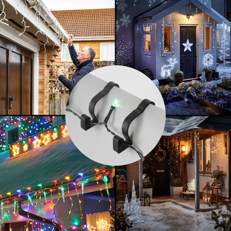 SHATCHI 16Pcs Giant Black Gutter Hooks for Outdoor Hanging Christmas