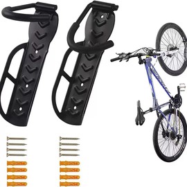 Vertical Bike Wall Mount Hanger, Heavy-Duty Steel, 30kg Capacity, Black 2PCS (2)