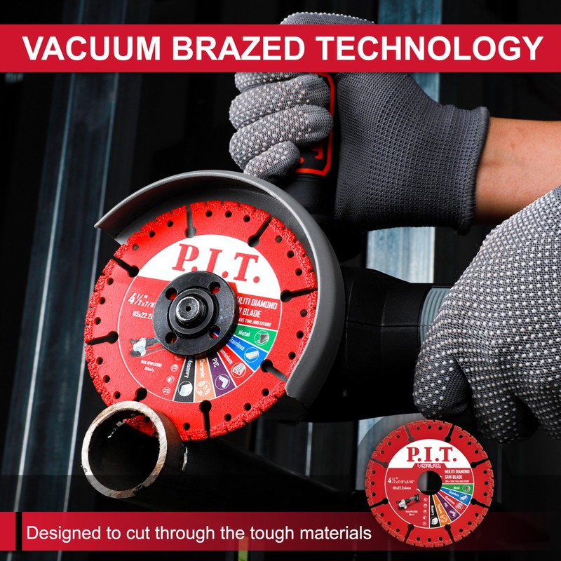 P.I.T. 3-Pack 4-1/2" Vacuum Brazed Diamond Cutting Disc, 7/8" Arbor
