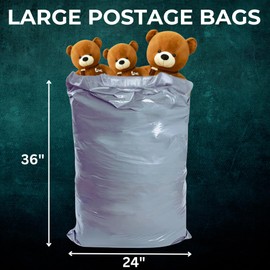 Paxfords Large Postage Bags, 5Pack Large Parcel Bags 24x36 inch, Strong Self Seal Mail Envelopes for Packaging, Grey Recylable Mailing and Shipping Mailers for Posting Clothes (5 Pack)