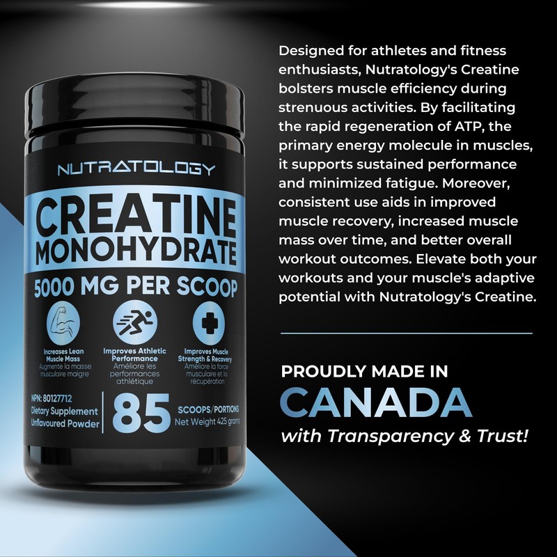 Creatine Monohydrate Powder 425g - For Increased Muscle Growth &