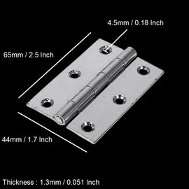 TERF® 8 Pcs Zinc Plated Steel Butt Hinges 65mm Door Butt Hinges Folding 65mm [2.5 inch] Silver For Home Furniture Bathroom Cabinet Window Internal Doors Including Fixing Screw